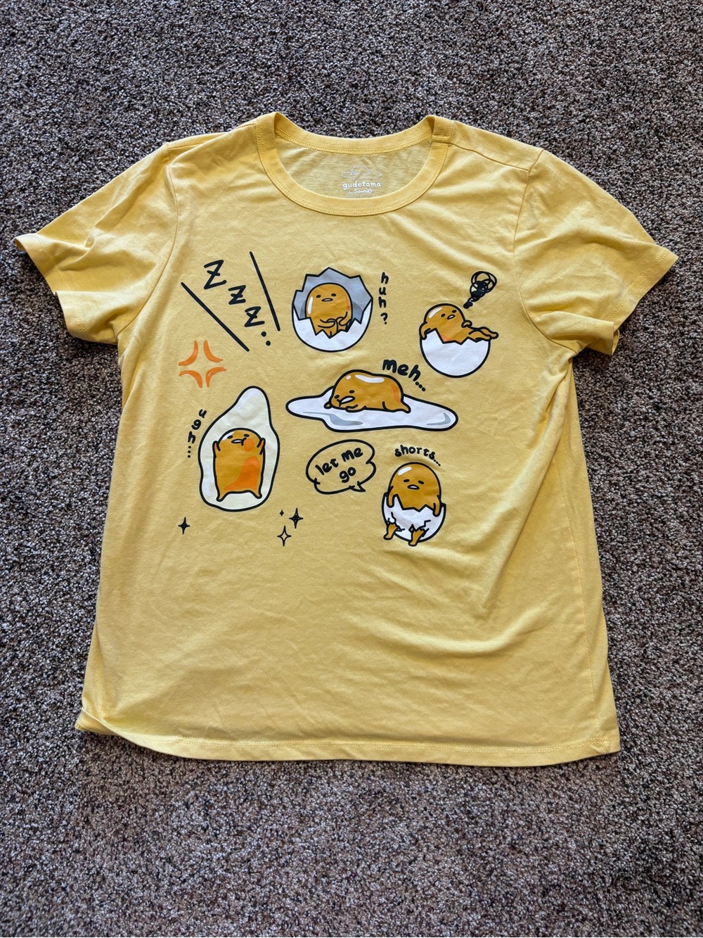 Gudetama by Sanrio The Lazy Egg Yellow Graphic T-shirt Women Sz Small Cartoon